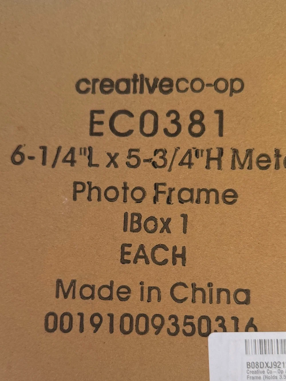 CREATIVE CO-OP NWT Antiqued Gold Square Picture Frame (Holds 3.5